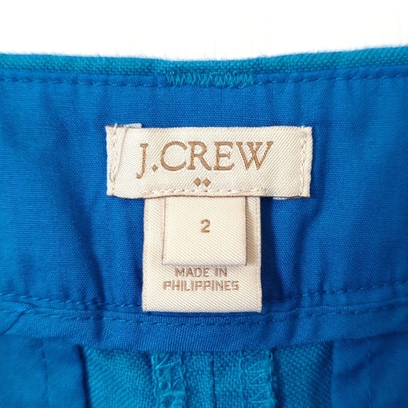 J. Crew Lightweight Linen & Cotton Blend Mid Rise Scalloped Hem Shorts Blue 2 - Picture 4 of 10